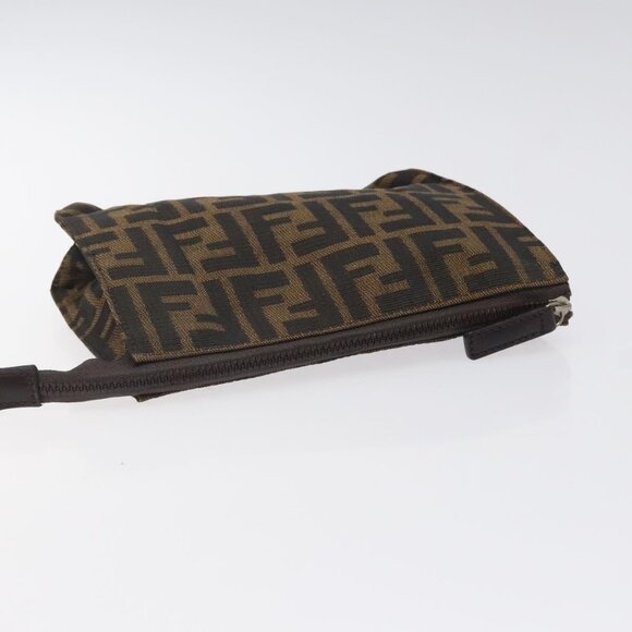 FENDI Zucca Canvas Pouch Black Brown Auth bs25659 - Picture 7 of 16